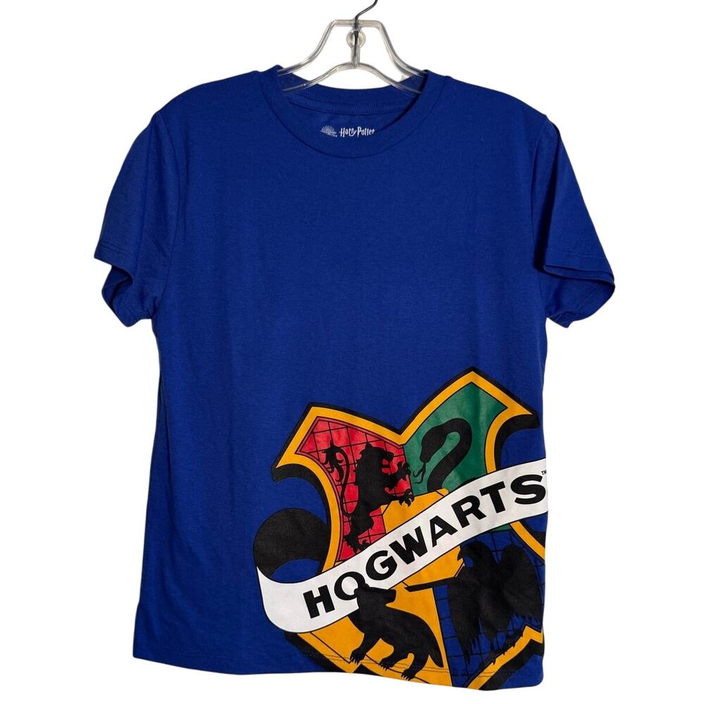 HARRY POTTER HOGWARTS Blue Graphic Short Sleeve Tee Size Youth L